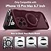 GolbinBox for iPhone 15 Pro Max Case,[Compatible with Magsafe][360°Magnetic Stand][Cute Wave Edge][18ft Military-Grade Protection] Translucent Matte Women Phone Cover for iPhone 15 Promax,Burgundy