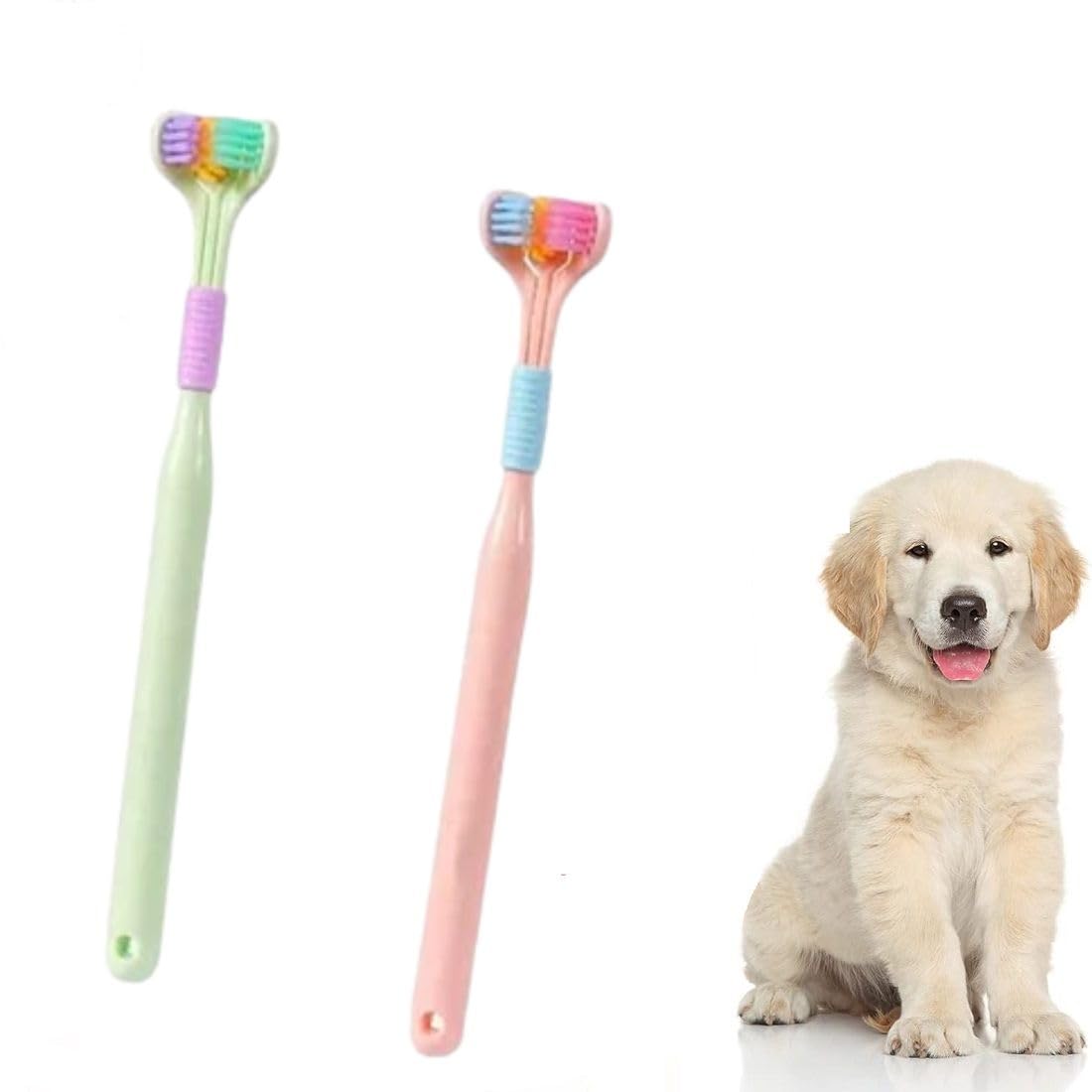 NIVAKINI 2Pcs Three Sided Dog Toothbrush Dental Oral Care PET Dog Tooth Brush Set Portable Dog Teeth Brushing Kit for Puppy Cat Cleaning Mouth TeethBrush Removing Bad Breath Tartar (B0CLPB936Z) Amazon Price History, Amazon Price Tracker