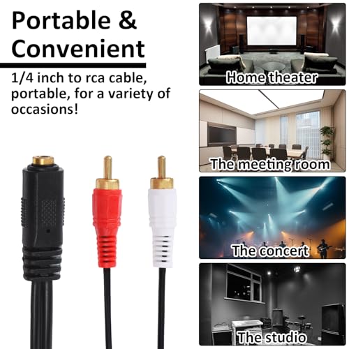 Cable adaptador RCA a Jack 1/4 hembra 37 cm miniatura 3