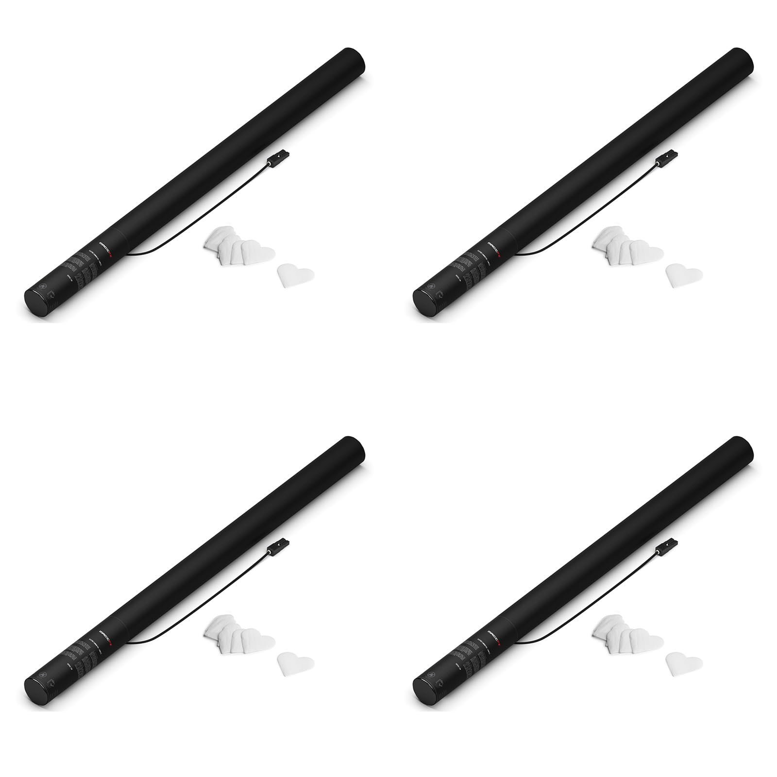Set of 4 White Heart 80 cm Electric Confetti Cannons - Compatible with Confetti Machine, Range 14 m - Ideal for Parties and Events ZENDA CLUB®