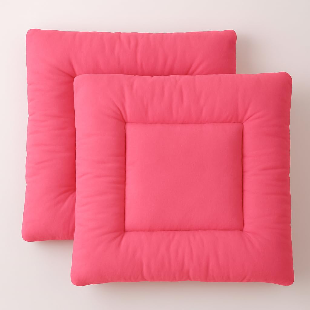 ink craft Cotton Filling Square Shape Washable Floor Cushion Mat Pooja Aasan for Traditional Yoga Meditation Dinner Home Spiritual Multipurpose Use Portable Solid Pattern | 24X24 Inch (Pink)-image-26