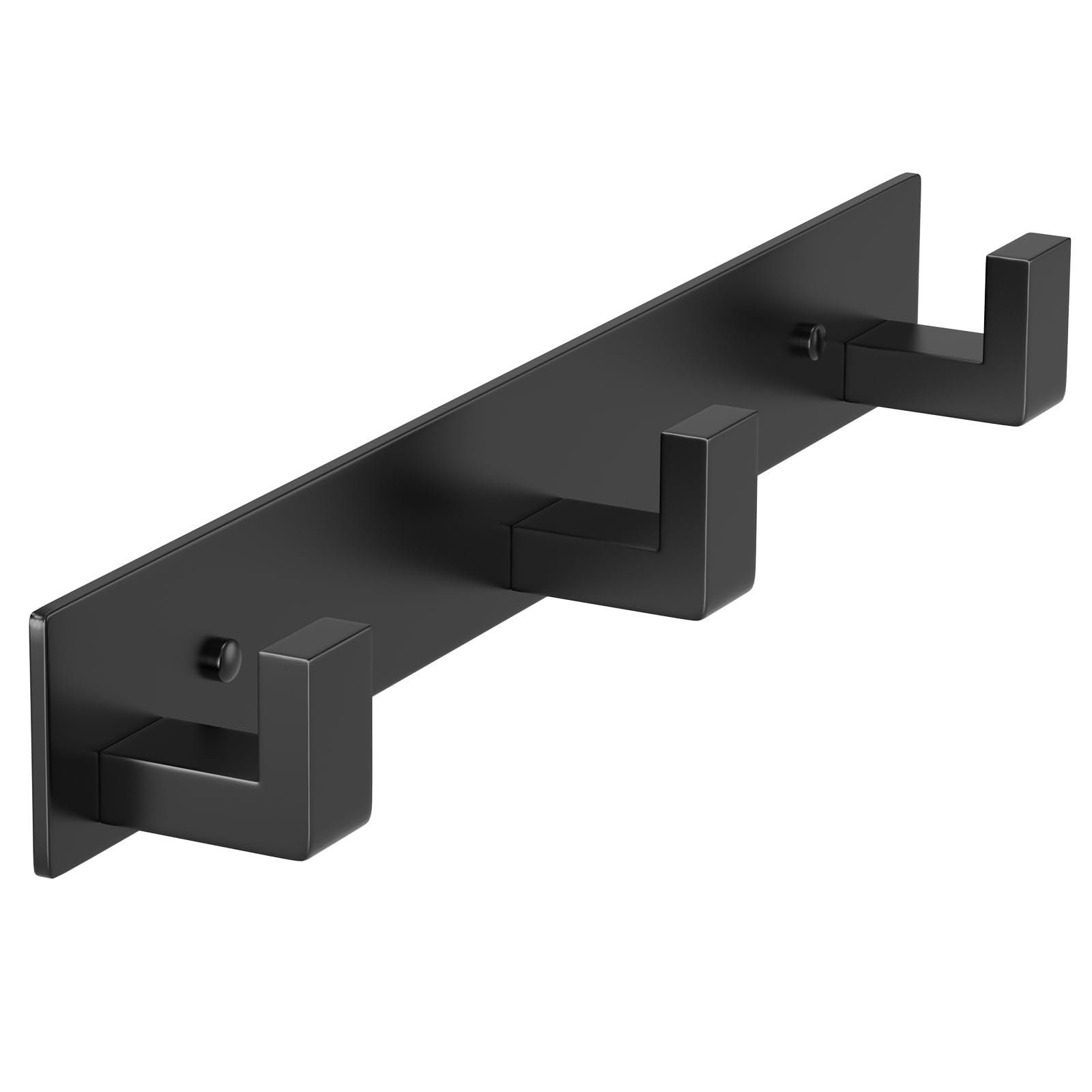 PMMASTO Stainless Steel Wall Coat Rack, Black- 3 Hooks, 1 Pack, L Shape