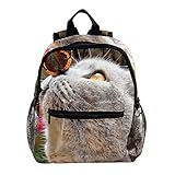 katzennase warm Der Rucksack hat eine Hauptkapazitätstasche, eine Reißverschlusstasche an der Außenseite, zwei kleine Netztaschen an beiden Seiten und ein verstecktes Reißverschlussfach an der Innenseite, um die Bedürfnisse von Kindern zu erfüllen.