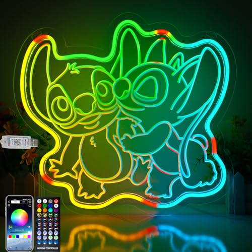 NINE SQUARE EGOU Neon Sign for Wall Decor, 17×13 Inch Neon Light with Infrared Remote and App Control Dimmable Cool Lamp as Room Decor for Girls Bedroom