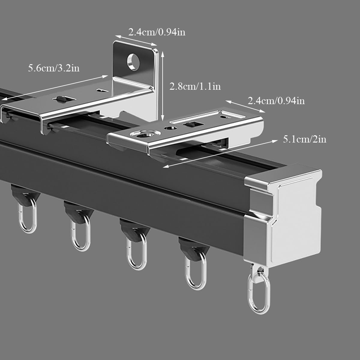 Adjuble szyna sufitowa ain track - 70-600 cm, szyna do gięcia, stop aluminium, idealna do prywatności w otwartych przestrzeniach, czarna, 80 cm - elastyczna i rozpuszczalna