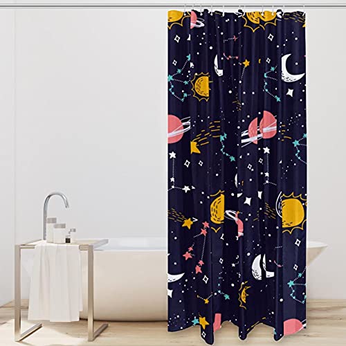 Rideau de douche planète 152x183cm imperméable lavable avec 12 crochets - 3