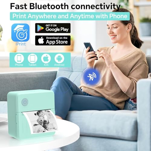 Image of Rotema Label Maker Machine with Tape - Bluetooth Thermal Label Printer, Label Maker Machine,Mini Sticker Maker for Home, Office, School & Small Business, Includes 2 Rolls of Label Paper