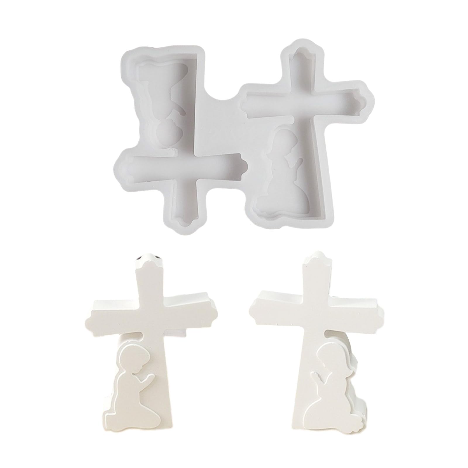 Maxtonser Silicone Mold Crafting Boy and Girl Crosses Figurine Ornaments for Epoxy Resin Home Decoration Making Mold