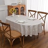 Gernaice Mantel Ovalado a Cuadros de 152x213 cm, Marrón