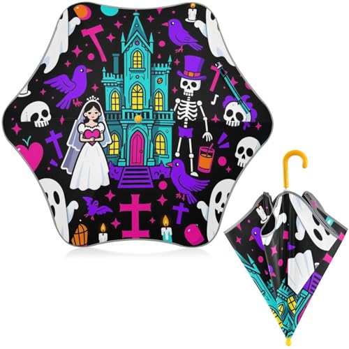 Paraguas de viaje para niños estilo fantasma ideal para el colegio y días grises con filtro UV