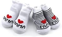 Distinct® Baby Baumwollsocken Süße Socken Ich liebe Mama + Ich liebe PaPa Neugeborenes Kleinkind Baby Jungen Mädchen Cotton 0-6 Monate kleine Söckchen Geschenk (2 Paar)