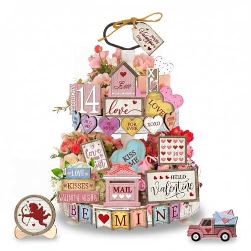 27 Pcs Valentine's Day Tiered Tray Decor Set...