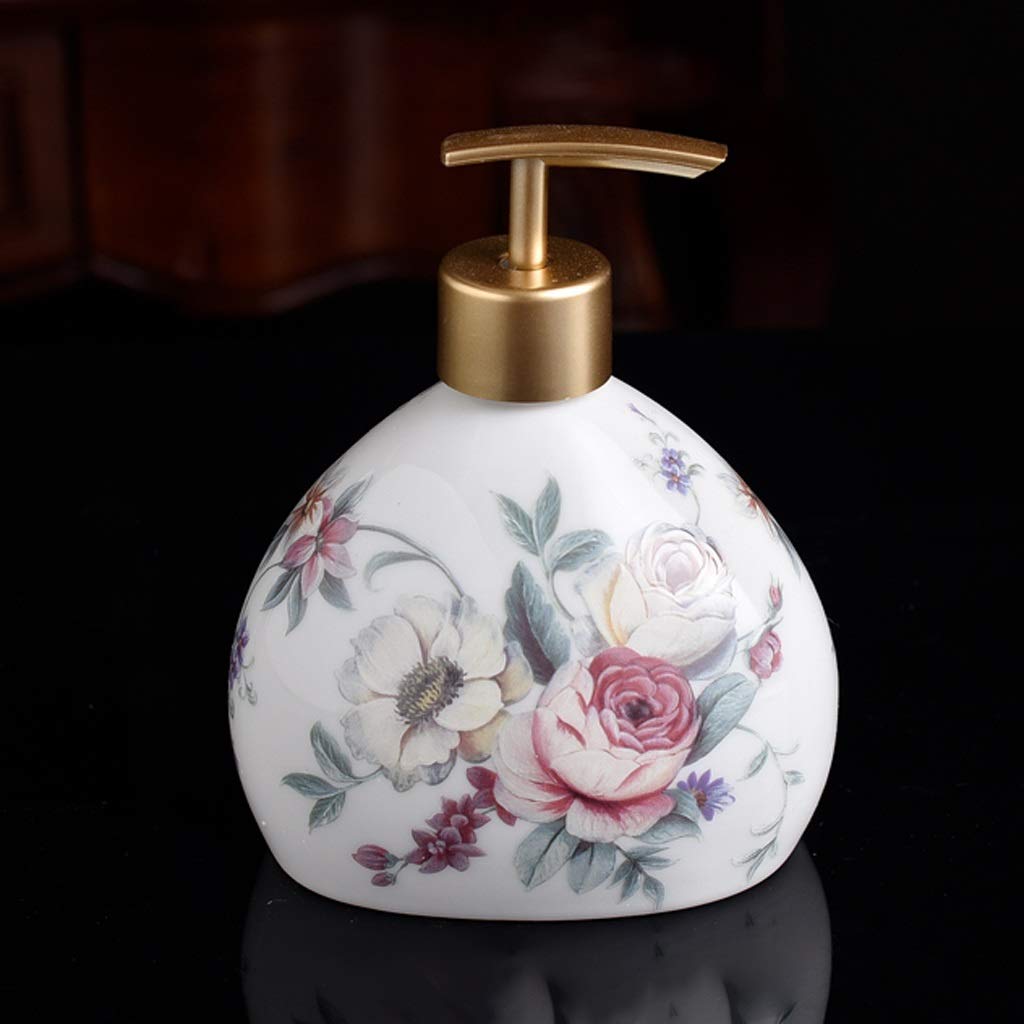 CaihongweiCeramics Creative Soap Dispenser with Pump Hand Sanitizer Bottle Lotion Jar Liquid Bottle Housewares for Bathroom European Style (Color : B)