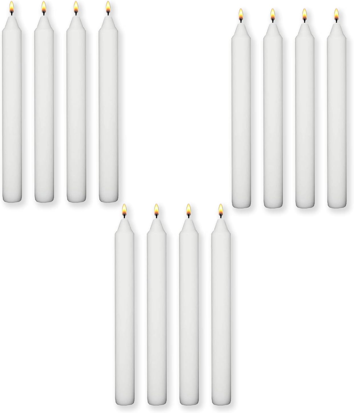 ECASA™ White Dinner Candles, Elegant Premium Quality, Dripless & Smokeless, Hand-Dipped Dinner Candles for Wedding, Holiday, Home Decor - 6 Hour Burn Time (Pack of 12)