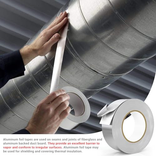 Image of ELK Aluminum Foil Tape - 3.25 Mil Industrial Grade Adhesive - Ideal for HVAC Sealing, Patching, Metal Repairs, Hot and Cold Air Ducts - Premium Quality Pipe Tape (1.88 in x 150 ft)