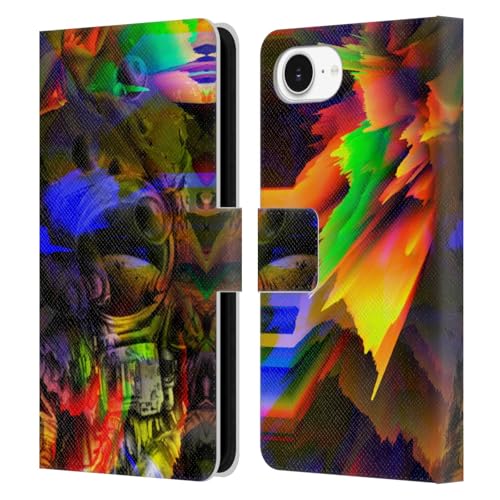 Étui portefeuille en cuir iPhone 16e Haroulita avec fentes cartes motif astronaute