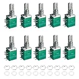 ERNZI 20Pcs RK097N Potentiometer Industrial Switches 8Pin B5K 10K 20K 50K 100K Dual Turn Switch Audio Shaft 15mm Amplifier Sealing Kit (Size : 50K Ohm)