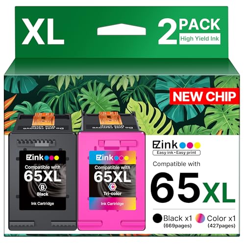 65XL 65 ink cartridges black/color combo pack Replacement for HP ink 65 65xl black and color ink cartridge work for HP Envy 5055 5000 5070 5052 5014 DeskJet 3755 3772 3700 3752 3722 2600 262