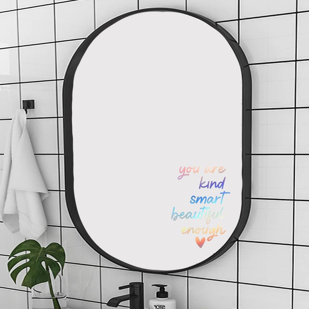 2 Pack 6.3"X5.5" Pink Mirror Decal, 3D Vinyl Mirror Decal for Bathroom Decor Accessories or Girl Vanity/Room Decor,Positive Affirmation Mirror Sticker for Kids, Girlfriend,Women Gift (Multicolour) image 3