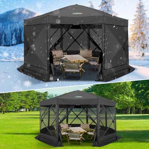 Image of COBIZI 15x15 FT Pop Up Gazebo - Canopy Tent, Large Gazebos On Clearance with Sidewalls, Screened in Gazebo,carpas para Patio,Portable Screen Tents for 12-15 Persons Outdoor Camping, Backyard, Black