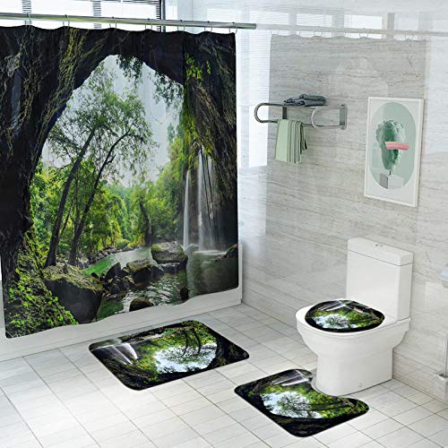 Badematte Antirutsch Set Badematte Und Duschvorhang Set Mikrofaser Toilettenteppich Anti Slip Für Home Decor Badteppich… – Bild 3