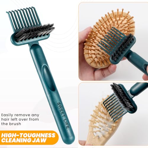 Hair Brush Cleaner 2-In-1 Hair Brush Cleaning Tool Comb Cleaner Plastic Hairbrushes Cleaner Tool for Women Home and Salon Use Cleans Hair Faster (Green) - Image 2