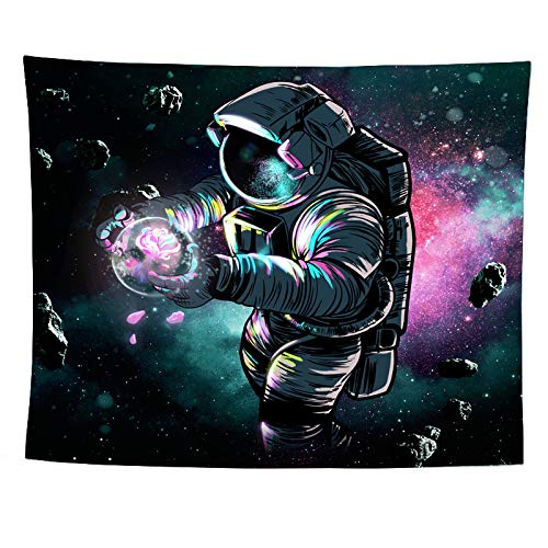 SOFTBATFY Astronaut Wall Hanging Tapestry, Hippie Living Room Office Tapestry, Fantasy Space Bedroom Dorm Headboard Tapestry Home Decor (Medium-51 58inches, Astronaut with Aerolite)