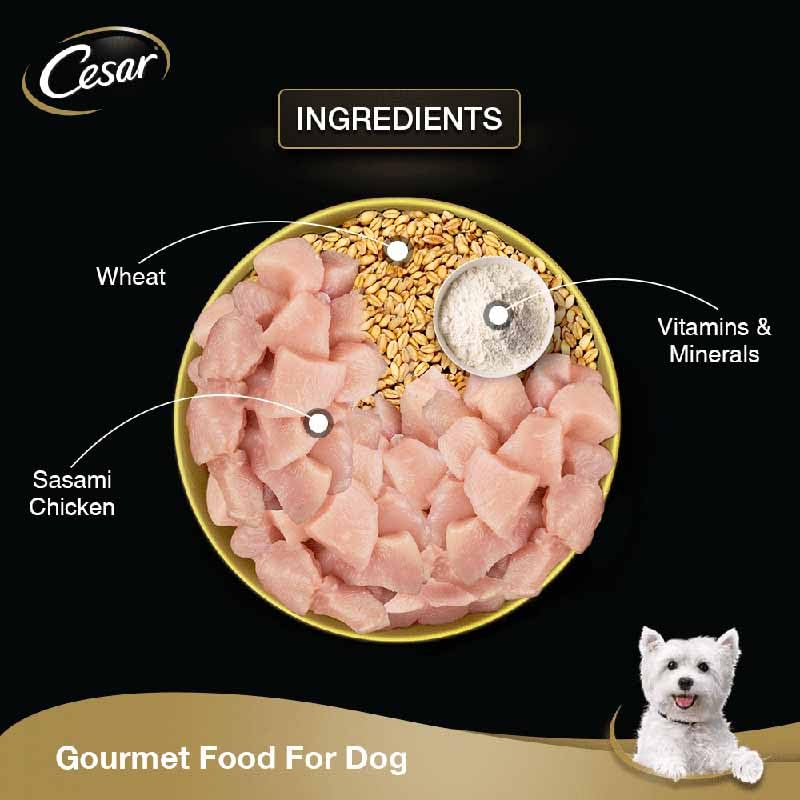 Image of Cesar Premium Adult Wet Dog Food (Gourmet Meal), Sasami & Vegetables, 16 Pouches (16 x 70g)