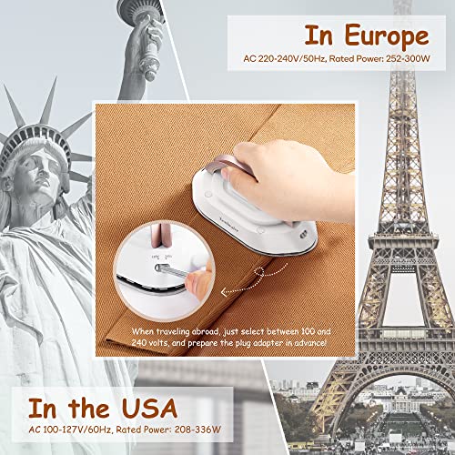 Newbealer Travel Iron with Dual Voltage - 120V/220V Lightweight Dry Iron for Clothes (No Steam), Non-Stick Ceramic Soleplate, 302℉ Mini Heat Press Machine, w/Spray Bottle, Pouch & Silicone Stand - Image 4