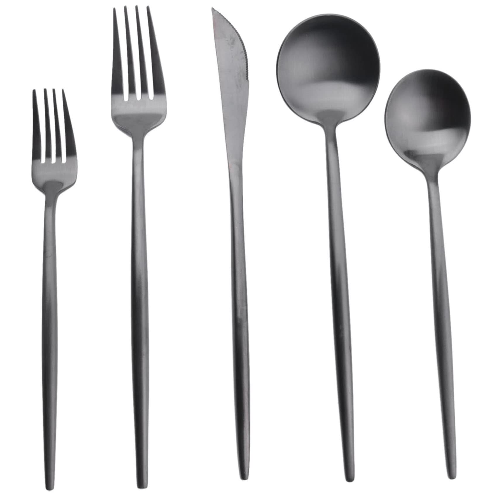 Besteck-Set, Schwarz, matt, 20-teilig, Edelstahl für die Küche und das Restaurant.