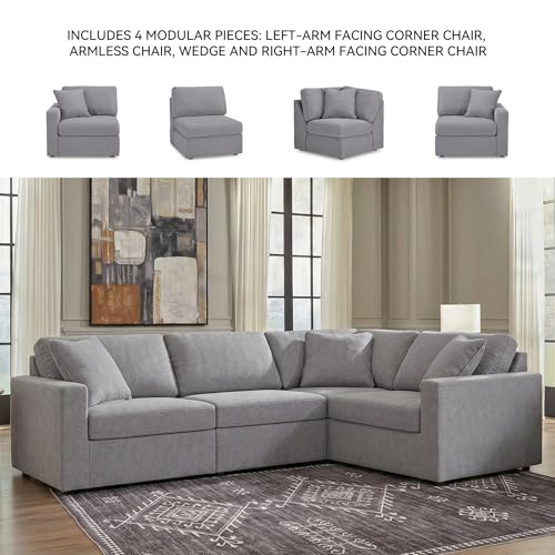 Image of Signature Design by Ashley 4-Piece Modular Sectional Sofa, Granite