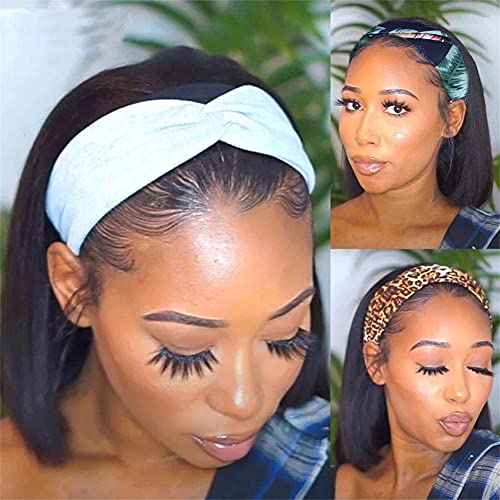 BOB Wig Headband New Glueless Wigs 14 Inch Natural Black Color Heat Resistant Hair Synthetic Wig Straight Hair Wig Cool and Nice Magical Net