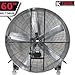 K Tool International 77760 60 Inch Belt Drive Drum Fan, Two Speeds, 120V/60Hz, 8.8 Amps, High Speed 22100 CFM, Low Speed 13000 CFM, 6.74’ Power Cord, 4” Rubber Wheels, UL/CUL Approved, Industrial Use