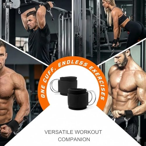 Image of RACE Wrist Cuff Straps with Dual D-Rings - Secure & Comfortable Support for Cable Machine Workouts, Lateral Raises, Arm Strength Training, and Triceps Exercises