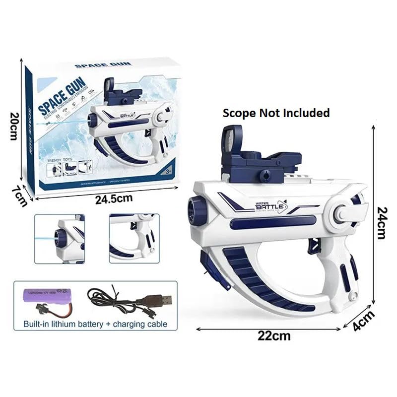 Image of gifferes High Pressure Summer Electric Automatic Squirt Holi Pichkari | |400CC High Capacity | Long Range Shooting Water Blaster Gun (Range Up to 28-34 Ft) | Without Scope (Blue SpaceElectric)