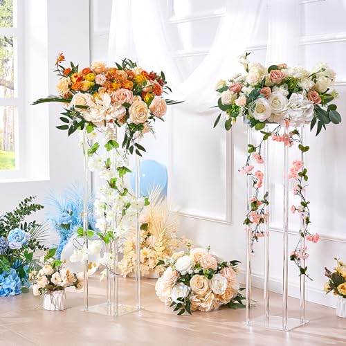 VEVOR 2PCS 31.5inch/80cm High Wedding Flower Stand, with Acrylic Laminate,Acrylic Vase Column Geometric Centerpiece Stands, Floral Display Rack for T-Stage Events Reception, Party Decoration Home by VEVOR - Image 9