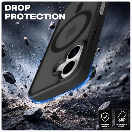 Image of Pikkme Back Cover for iPhone 16 | Mag-Safe Compatible | Smoke Frosted Transparent Matte Finish | Hard PC + Soft TPU | Shockproof | Raised Camera Protection Bumper Case (Black Smoke Mag-Safe)