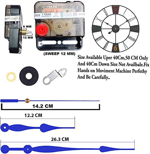 Image of YONOTA A Product of SONAM Quartz Combo of Sweep & Ticking Silent Movement Machine for Wall Clock Hand (2 Sets DIY) (Needle -Bule), Analog, Plastic, White & Black