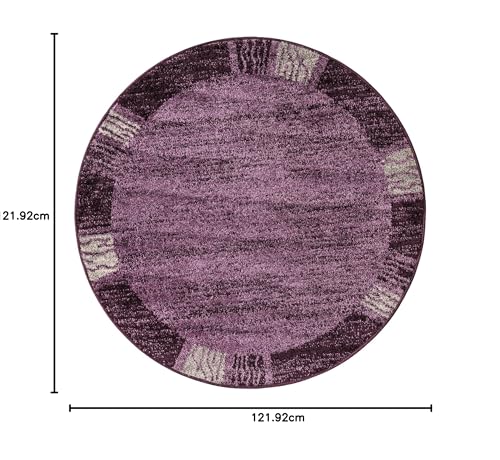 Image of Unique Loom Del Mar Collection Area Rug- Transitional Inspired with Modern Contemporary Design(4' 1 Round, Purple / Beige)