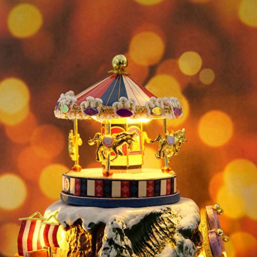 Kreative DIY puppenhaus drehen spieluhr Miniatur traumhaus mit staubschutz led licht für Geschenk(1 #) – Bild 5