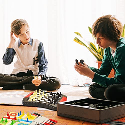 6-In-1 Magnetic Travel Board Game,Chess Set With 6 Classic Games,Brain Game For Kids Ages 6 And Up,7.8 * 6.7 Inches Small Package With Magnet With Storage Box,Travel-Friendly For Family Car Trips #TOP6
