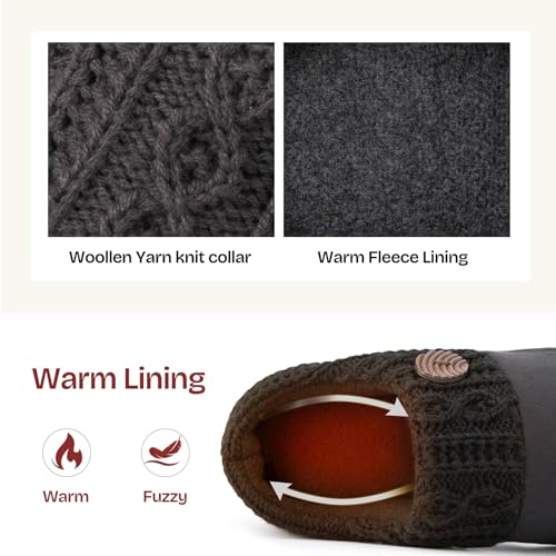 EverFoams Women's Microsuede Slippers Warm Comfy Memory Foam Indoor House Shoes with Knit Collar3