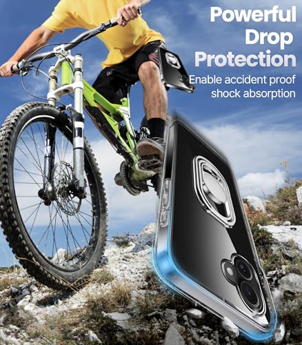 Image of SHIELDS UP for iPhone 16 Plus Back Cover with Stand, Phone Case Clear with Double Ring Holder [Adjustable & Foldable] Shockproof Protective Cover for iPhone 16 Plus 6.7 inch - Clear