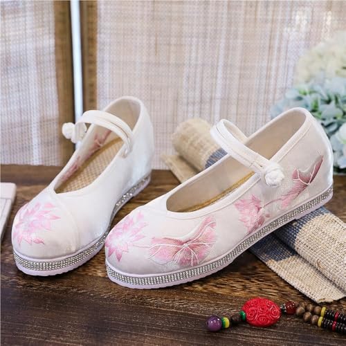 2025 Women's Elegant Floral Embroidery Invisible Wedge Shoes Chinese Style Ankle Strap Mary Jane Shoes Lightweight Comfort Hidden Mid-Heel Hanfu Cheongsam Shoes4