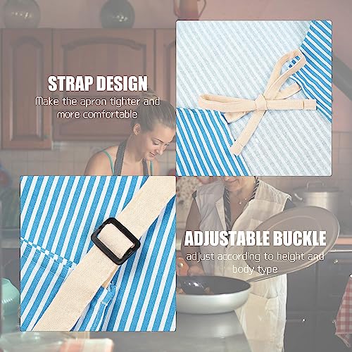 qipuneky 2er Set Küchenschürze Damen, Kochschürze mit Tasche, Schürze aus Baumwolle Leinen, zum Kochen, Backen, Malen, Hausarbeiten