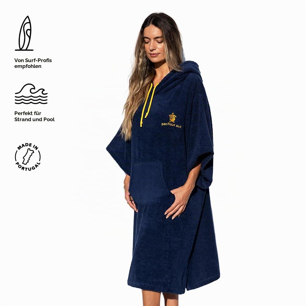 Surf Poncho - Vielseitiger Handtuchrobe mit Ärmeln, Kapuze und Fronttasche - Premium Tencel, ideal für Surfen, Schwimmen, Camping und Outdoor-Sportarten - Unisex, Einheitsgröße