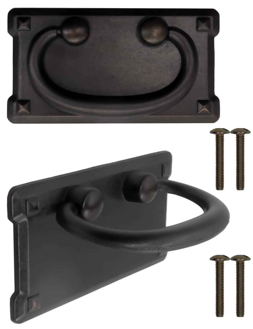 Fuxxer® Antique Drawers Iron Handles Foldable for Slider Cupboard Doors Chest etc. Vintage Country House Retro Black Bronze Design, 95 mm x 52 mm, Set of 2