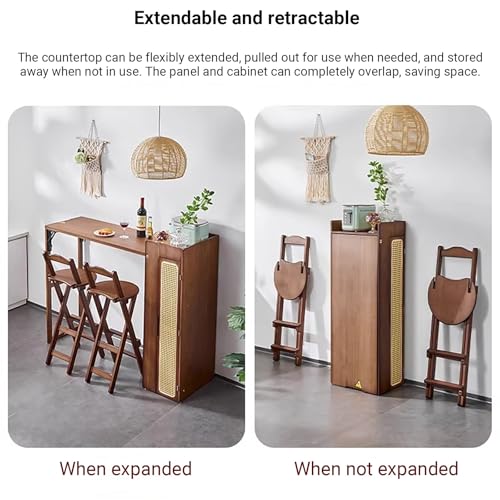 Mesa de bar estrecha salva espacio con estantes plegables de cocina 4