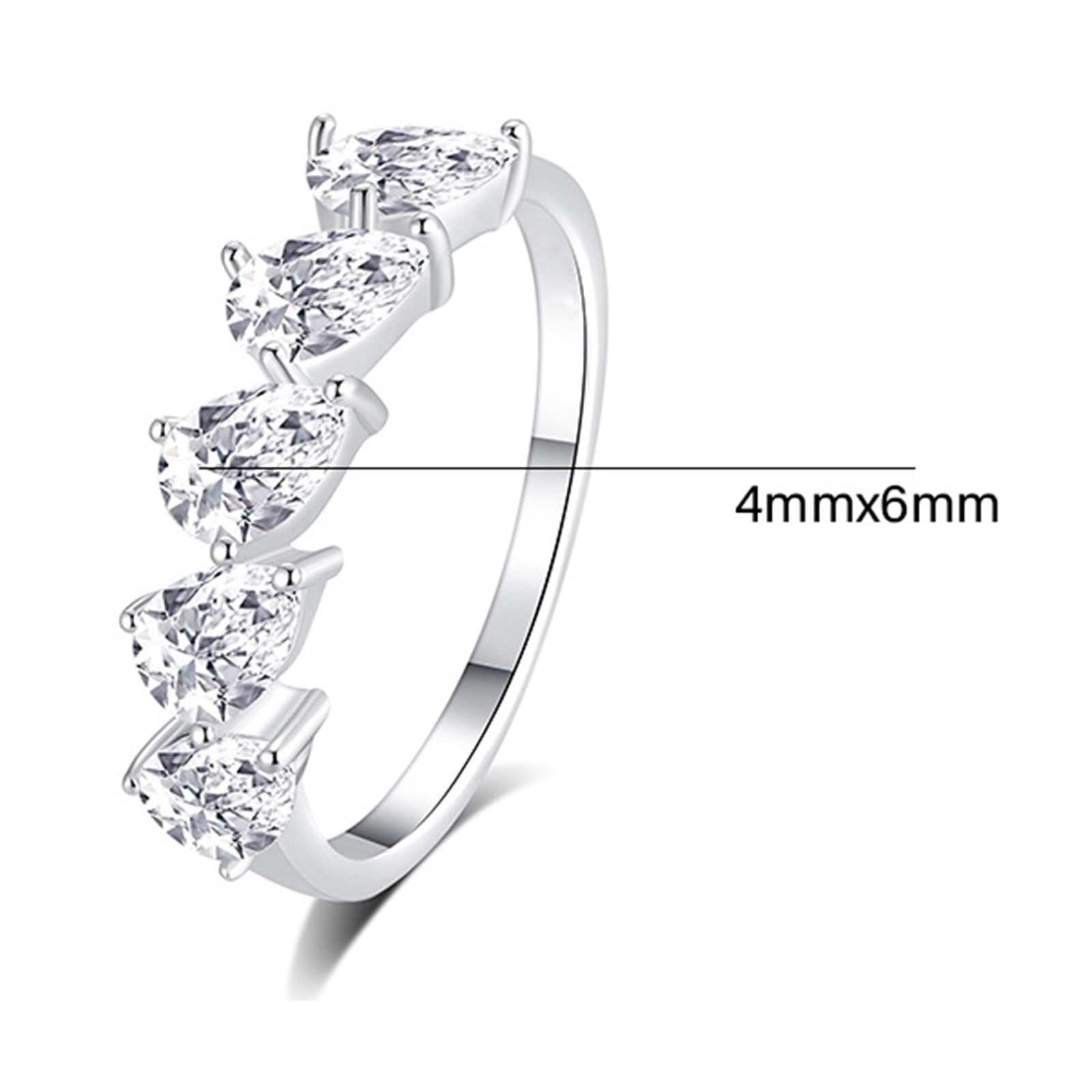 Anillo de Matrimonio para mujer, juego de anillos de boda de 4 x 6 mm, moissanita, oro blanco/platino 950