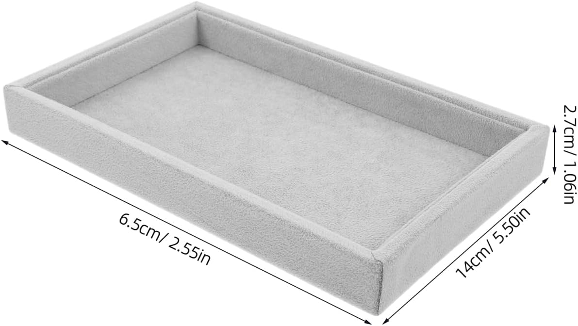 PRETYZOOM Stackable Jewelry Tray 9.05X5.51X1.06In Velvet Organizer Display for Rings Earrings Necklaces Bracelets Jewelry Store Collection